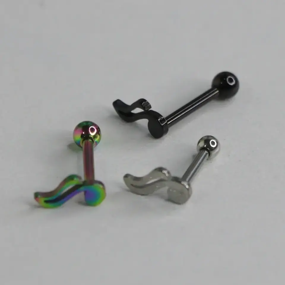 Melody Line - Nota Tasarım 316L Cerrahi Çelik Kıkırdak Helix Piercing Gümüş