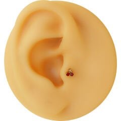 Üç Mix Taş 6x1.2mm Gold Çelik Labret Piercing, Tragus-Helix-Kıkırdak