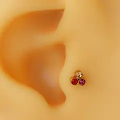 Gold renk çok renkli zirkon taşlı 316L cerrahi çelik tragus piercing