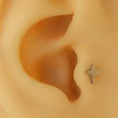 Gümüş renk kutup yıldızı tasarım 316L cerrahi çelik tragus piercing.