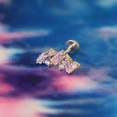 Zirkon Taşlı 8x1.2mm Çelik Labret Piercing, Tragus-Helix-Kıkırdak