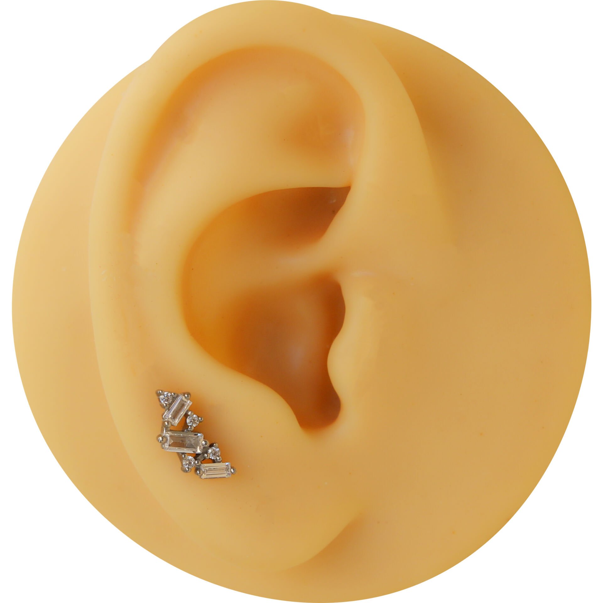 Zirkon Taşlı 8x1.2mm Çelik Labret Piercing, Tragus-Helix-Kıkırdak