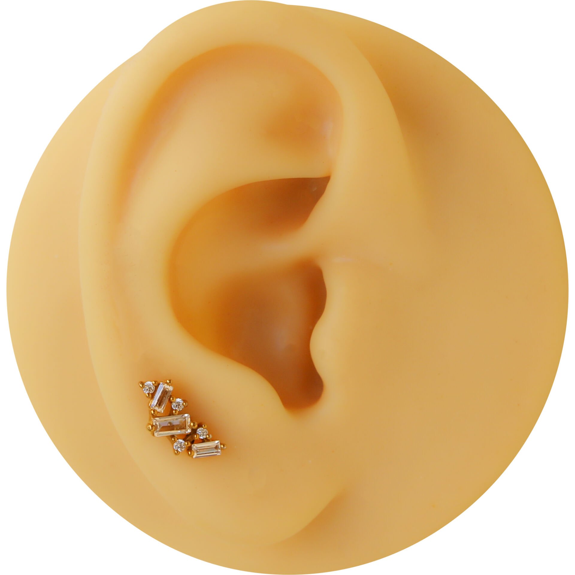 Zirkon Taşlı 8x1.2mm Gold Çelik Labret Piercing, Tragus-Helix-Kıkırdak