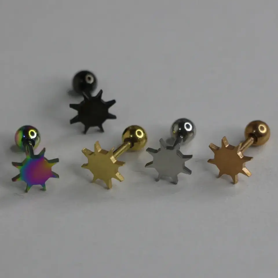 Solar Flare Model 316L Cerrahi Çelik Kıkırdak Helix Piercing Figür İşçiliği