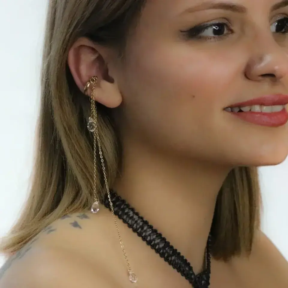 Kararmaz 316L cerrahi çelik deliksiz ear cuff küpe tasarımı