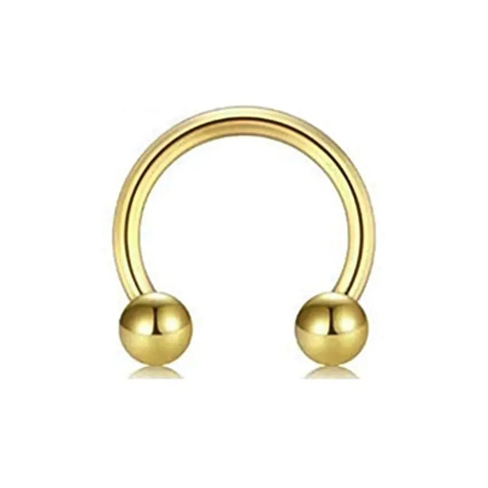 Altın renkli toplu yarım halka tasarımı 316L cerrahi çelik burun dudak kıkırdak piercing