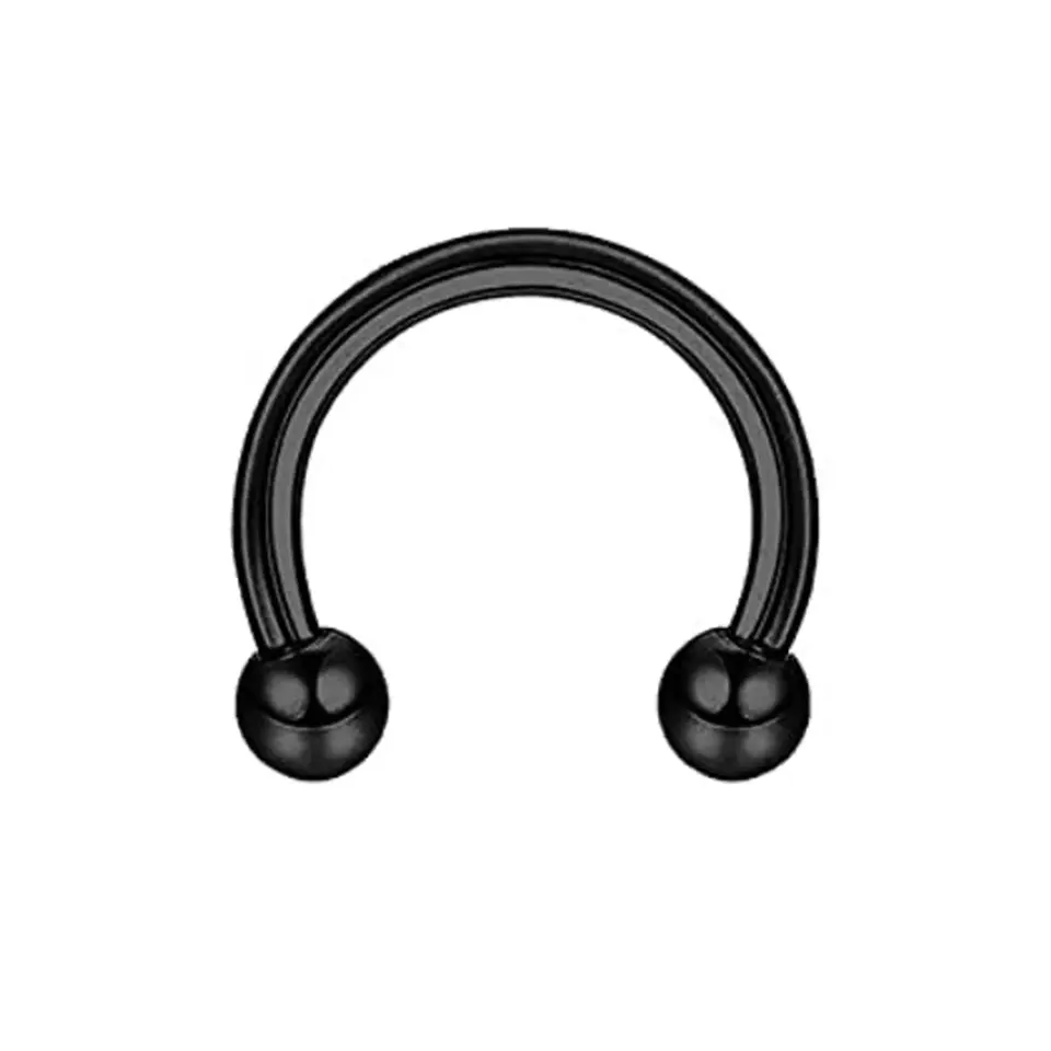Siyah renkli toplu yarım halka tasarımı 316L cerrahi çelik burun dudak kıkırdak piercing