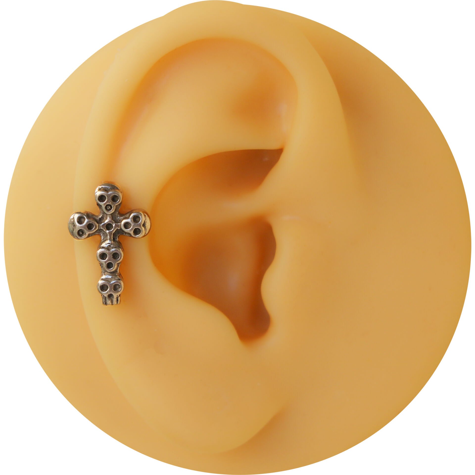 Kurukafa Haç 6x1.2mm Çelik Labret Piercing, Tragus-Helix-Kıkırdak