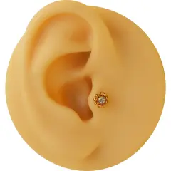 Arkası düz vidalı sistem altın çiçek piercin