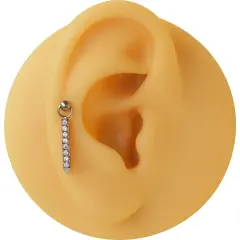 Arkası düz vidalı sistem gümüş zirkon taşlı çiçek buketi piercing