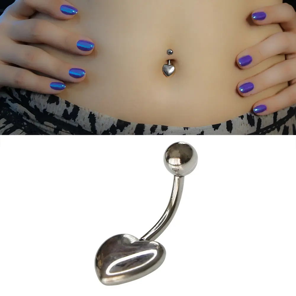 1,6 mm Kalınlıkta Sweet Love Cerrahi Çelik Gümüş Göbek Piercing Boyut Bilgisi