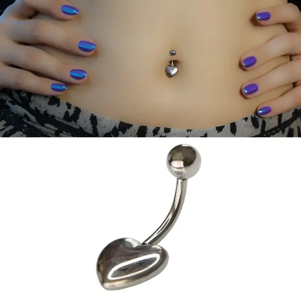 1,6 mm Kalınlıkta Sweet Love Cerrahi Çelik Gümüş Göbek Piercing Boyut Bilgisi