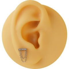 Zincir Zirkon 8x1.2mm Çelik Labret Piercing, Tragus-Helix-Kıkırdak