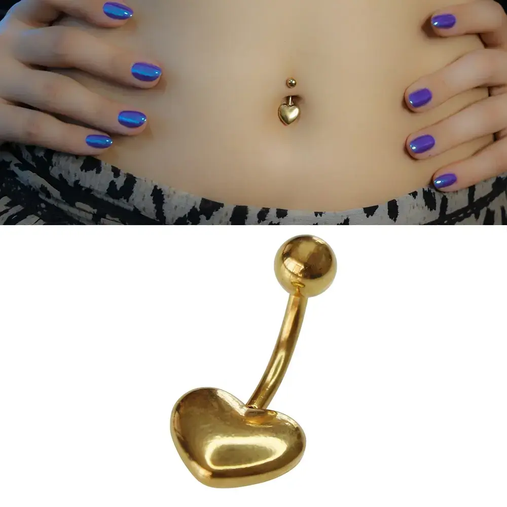 1,6 mm Kalınlıkta Sweet Love Cerrahi Çelik Altın Rengi Göbek Piercing Boyut Bilgisi