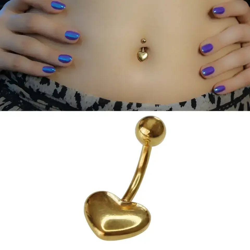 1,6 mm Kalınlıkta Sweet Love Cerrahi Çelik Altın Rengi Göbek Piercing Boyut Bilgisi