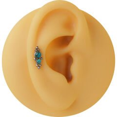 Çift Turkuaz 6x1.2mm Çelik Labret Piercing, Tragus-Helix-Kıkırdak