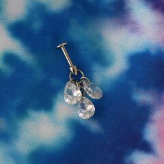 3 Damla Kesim Zirkon Taş Sallantılı Çelik Labret Piercing, Tragus-Helix-Kıkırdak