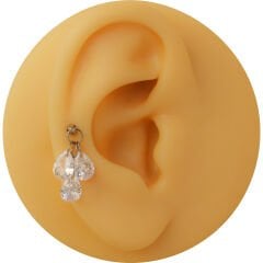 3 Damla Kesim Zirkon Taş Sallantılı Çelik Labret Piercing, Tragus-Helix-Kıkırdak