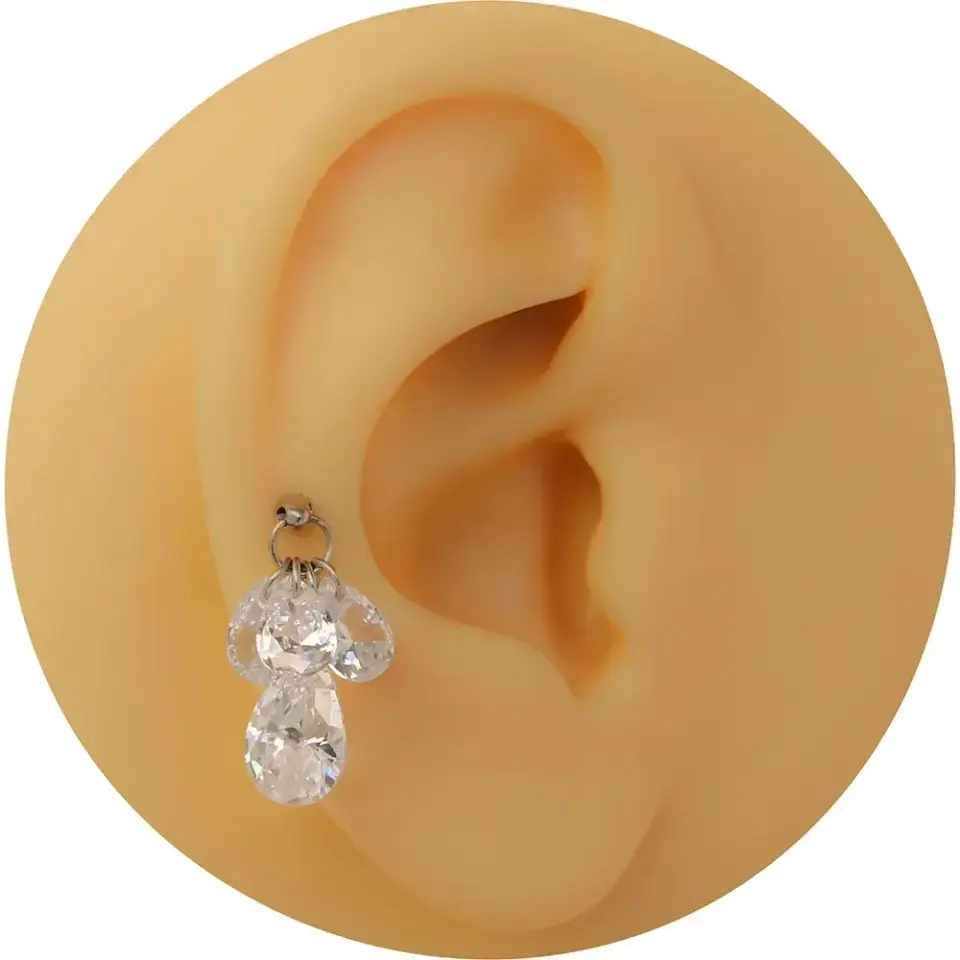 Kaliteli ve uygun fiyatlı gümüş damla şelale tragus helix kıkırdak piercing çeşitleri