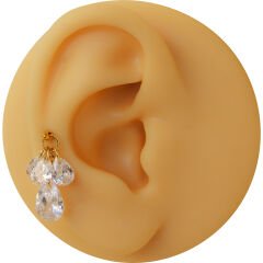 Damla Kesim 3-1 Zirkon Taş Sallantılı Gold Çelik Labret Piercing, Tragus-Helix-Kıkırdak