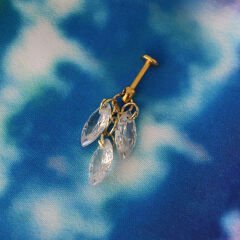 3 Markiz Kesim Zirkon Taş Sallantılı Gold Çelik Labret Piercing, Tragus-Helix-Kıkırdak