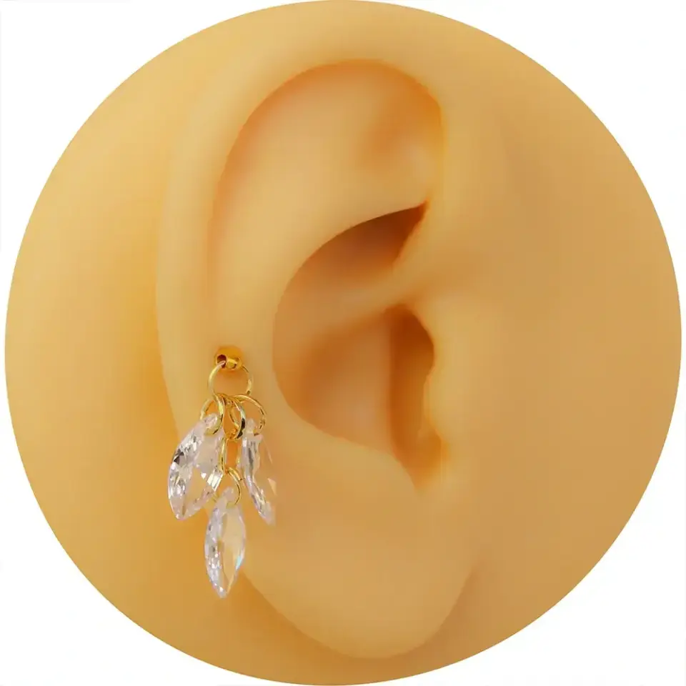 Helix ve kıkırdak uyumlu düz arkalı flatback piercing