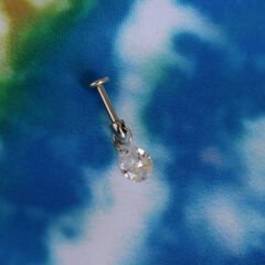 Damla Kesim Tek Zirkon Taş Sallantılı Çelik Labret Piercing, Tragus-Helix-Kıkırdak