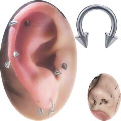 Spayk Çelik Yarım Halka Piercing, Tragus-Daith-Helix-Dudak-Septum