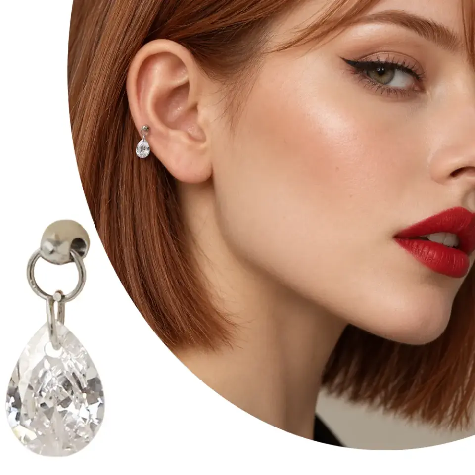 Gumus-renk-damla-model-zirkon-tasli-tragus-helix-piercing