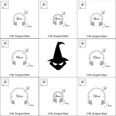 Spayk Çelik Yarım Halka Piercing, Tragus-Daith-Helix-Dudak-Septum