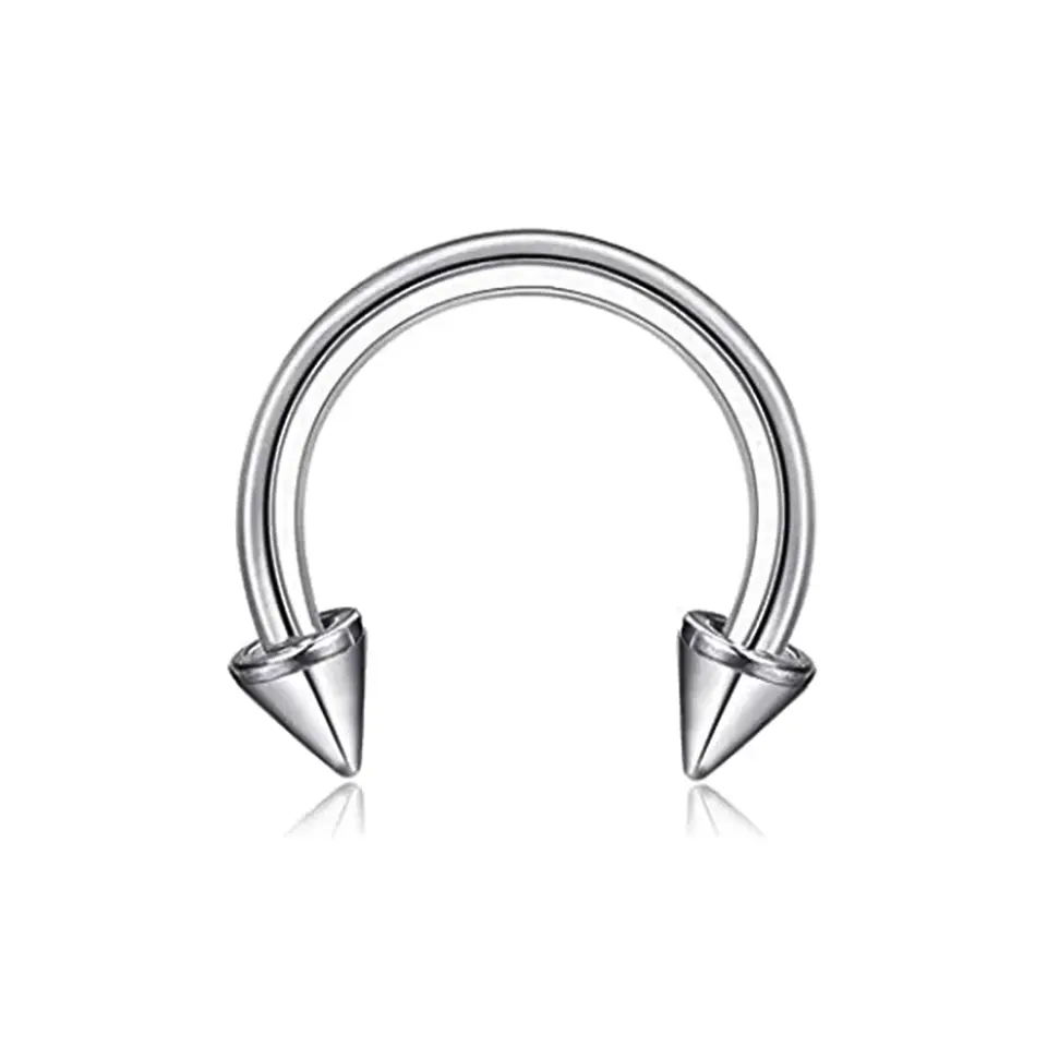 Farklı çap seçenekli anti-alerjik gümüş spike burun dudak kıkırdak piercing modeli