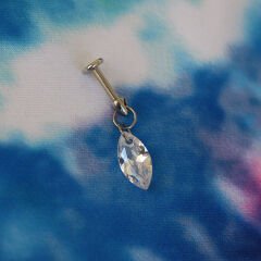 Markiz Kesim Tek Zirkon Taş Sallantılı Çelik Labret Piercing, Tragus-Helix-Kıkırdak