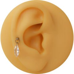 Markiz Kesim Tek Zirkon Taş Sallantılı Çelik Labret Piercing, Tragus-Helix-Kıkırdak