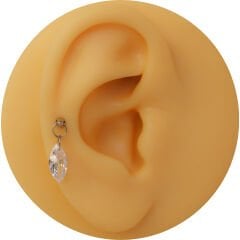 Markiz Kesim Tek Zirkon Taş Sallantılı Çelik Labret Piercing, Tragus-Helix-Kıkırdak