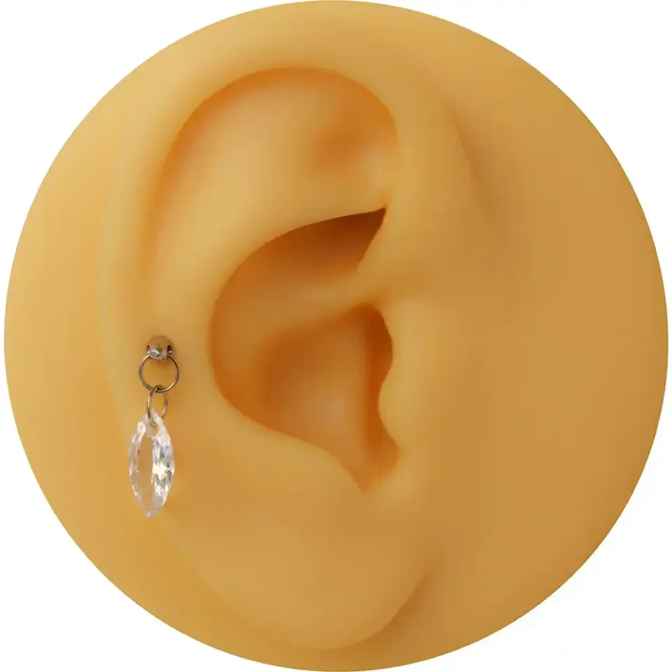 Arkası düz konforlu flatback altın rengi markiz zirkon tragus takısı