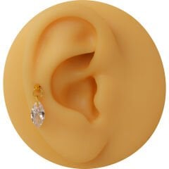 Markiz Kesim Tek Zirkon Taş Sallantılı Gold Çelik Labret Piercing, Tragus-Helix-Kıkırdak
