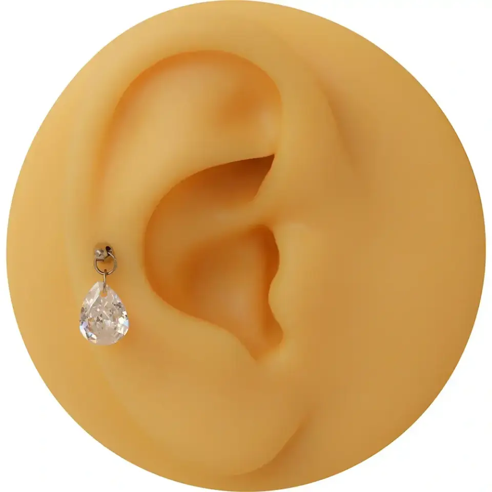 Antialerjik ve kararmayan gümüş damla kıkırdak piercing modelleri