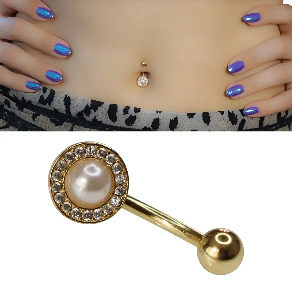1,6 mm Kalınlıkta İnci Halesi Cerrahi Çelik Göbek Piercing Ölçü Bilgileri