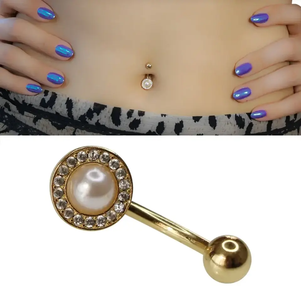 1,6 mm Kalınlıkta İnci Halesi Cerrahi Çelik Göbek Piercing Ölçü Bilgileri