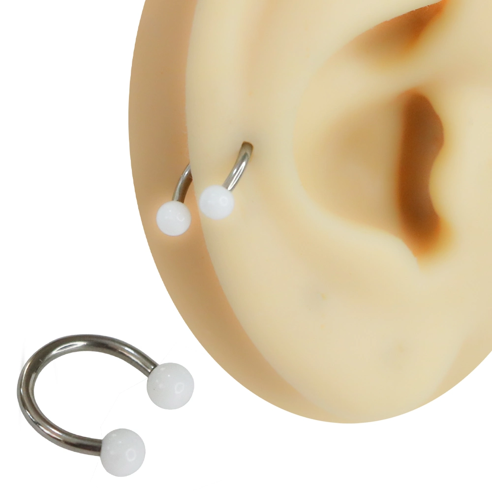 Cerrahi Çelik Beyaz Toplu Yarım Halka Septum, Nose, Helix ve Tragus Piercing