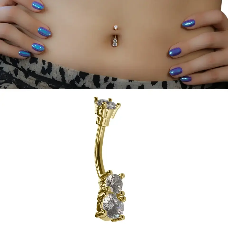 1,6 mm Kalınlıkta Üçlü Parıltı Cerrahi Çelik Göbek Piercing Ölçü Bilgileri