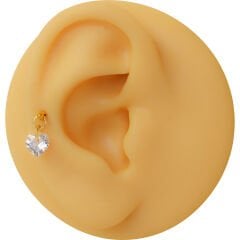 Kalp Kesim Tek Zirkon Taş Sallantılı Gold Çelik Labret Piercing, Tragus-Helix-Kıkırdak