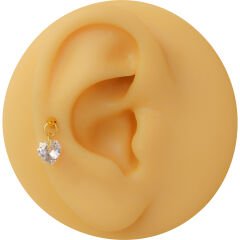 Kalp Kesim Tek Zirkon Taş Sallantılı Gold Çelik Labret Piercing, Tragus-Helix-Kıkırdak