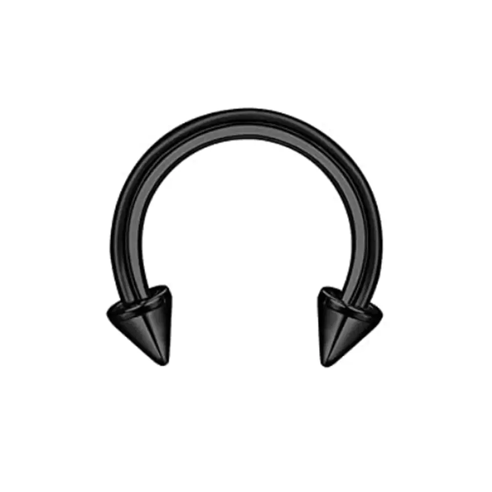 Farklı çap seçenekli anti-alerjik siyah spike burun dudak kıkırdak piercing modeli