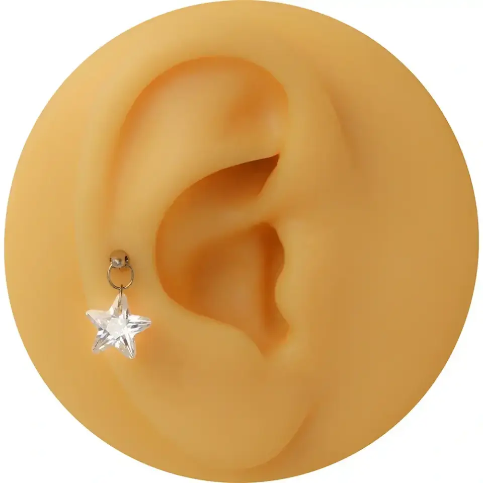Antialerjik ve kararmayan gümüş parlayan yıldız kıkırdak piercing çeşitleri