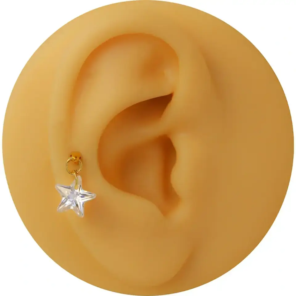 Antialerjik ve kararmayan gold parlayan yıldız kıkırdak piercing modelleri