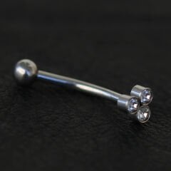 Üç Zirkon Taş 10x1,2mm Çelik Banana Piercing, Kaş-Rook-Daith-Snug-Vertical Tragus