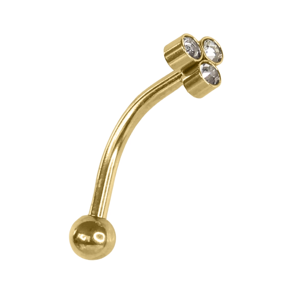 Zirkon Taşlı 316L Cerrahi Çelik Gold Rengi Kaş - Rook Piercing yakın çekimi