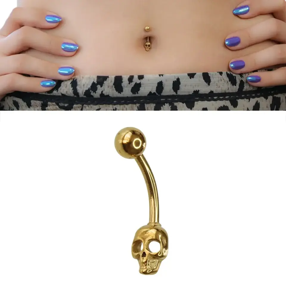 1,6 mm Kalınlıkta Gothic Spirit Cerrahi Çelik Gold Göbek Piercing Ölçü Bilgileri