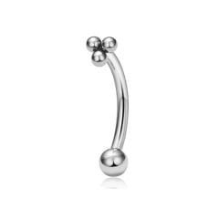 Üç Top 10x1,2mm Çelik Banana Piercing, Kaş-Rook-Daith-Snug-Vertical Tragus